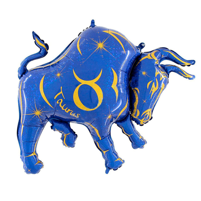Шар фольгированный 51" "Знак зодиака Телец", цвет синий