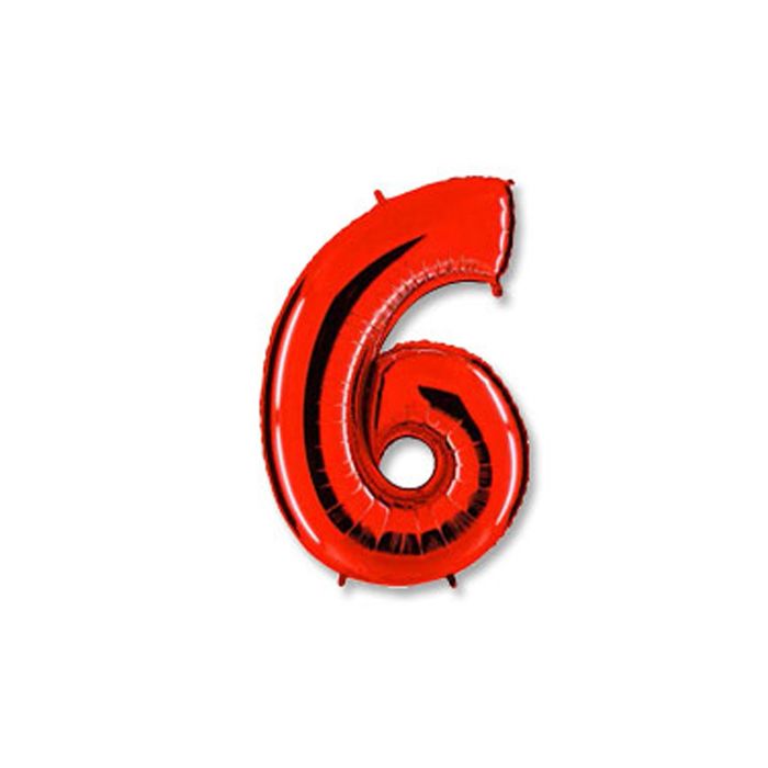 Шар фольгированный 40" "Цифра 6", цвет красный