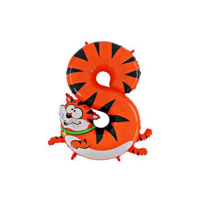 Шар полимерный 40" "Кот", цифра 8