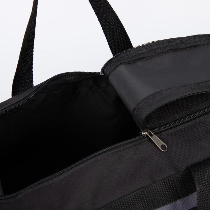 Сумка спортивная на молнии, 1 отдел, 3 наружных кармана, чёрный/зелёный