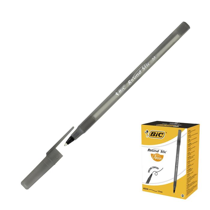 

Ручка шариковая, чернила чёрные, 1.0 мм, среднее письмо, одноразовая, BIC Round Stic Classic