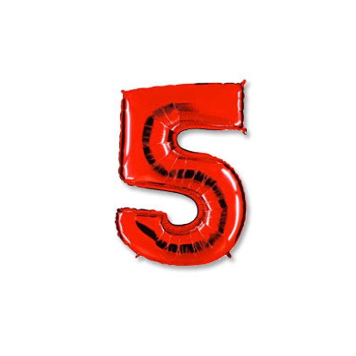 Шар фольгированный 40" "Цифра 5", цвет красный