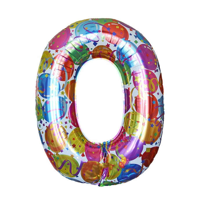 Шар фольгированный 40" "Цифра 0", шарики