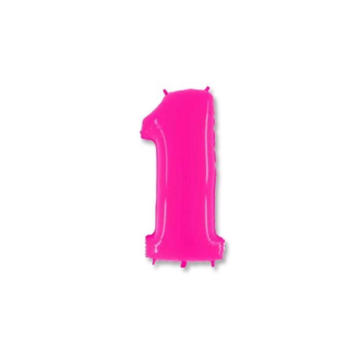 Шар полимерный 40" "Цифра 1", цвет ярко-розовый