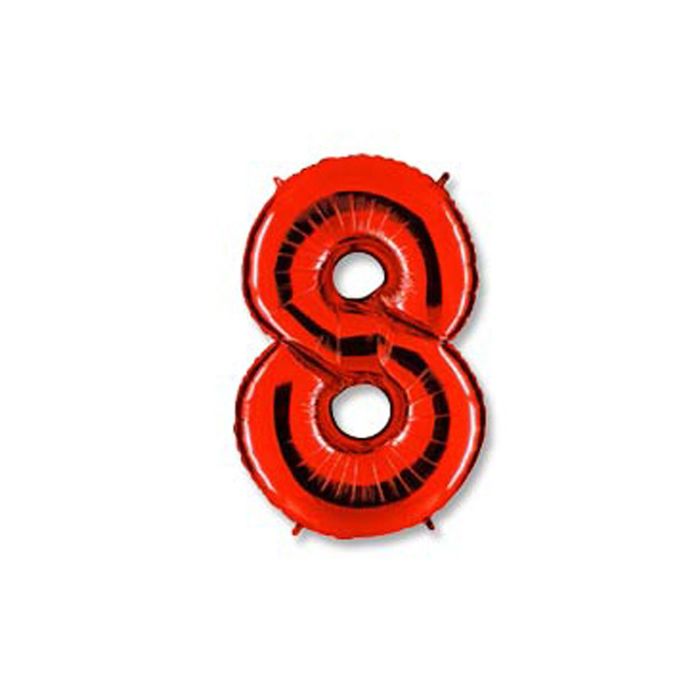Шар фольгированный 40" "Цифра 8", цвет красный