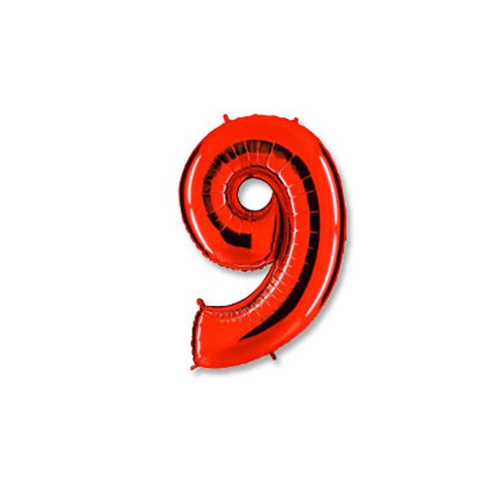 Шар фольгированный 40" "Цифра 9", цвет красный
