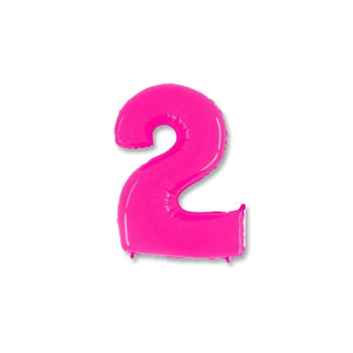 Шар полимерный 40" "Цифра 2", цвет ярко-розовый