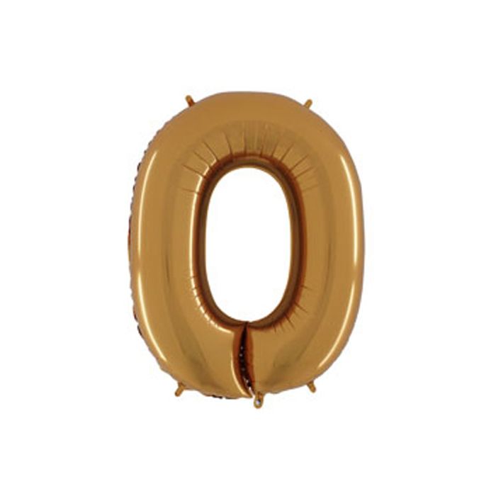 Шар фольгированный 40" "Цифра 0", цвет золотой