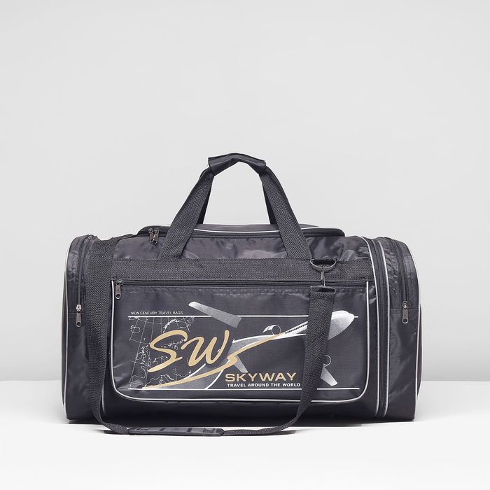 Сумка спортивная на молнии, 1 отдел, 3 наружных кармана, цвет чёрный