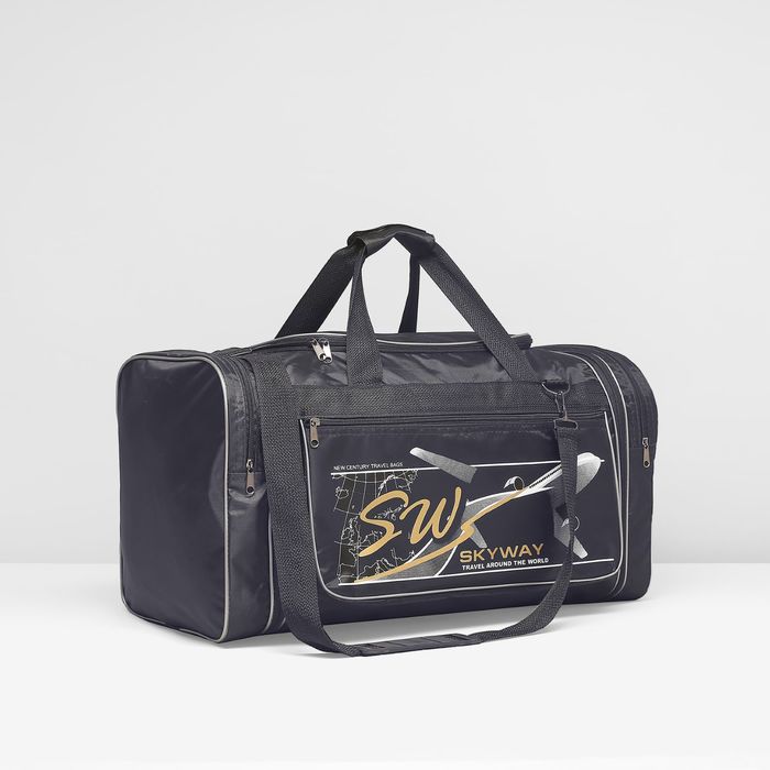 Сумка спортивная на молнии, 1 отдел, 3 наружных кармана, цвет чёрный