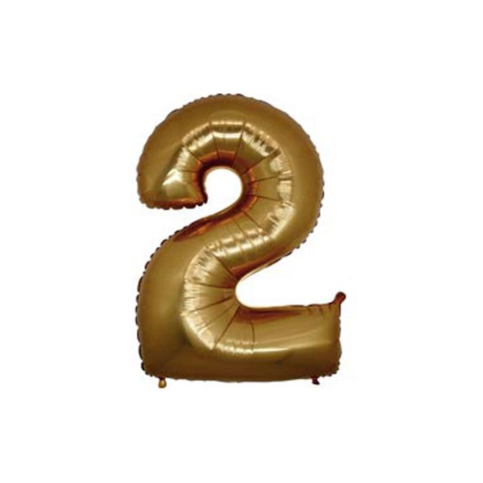 Шар фольгированный 40" "Цифра 2", цвет золотой