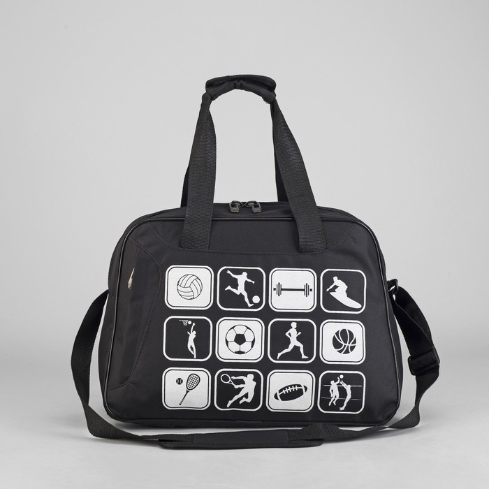 Сумка спортивная на молнии, 1 отдел, 1 наружный карман, длинный ремень, МИКС