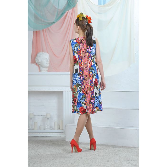 Платье, цвет белый/синий/красный, размер 44, рост 164 см (арт. 4635)