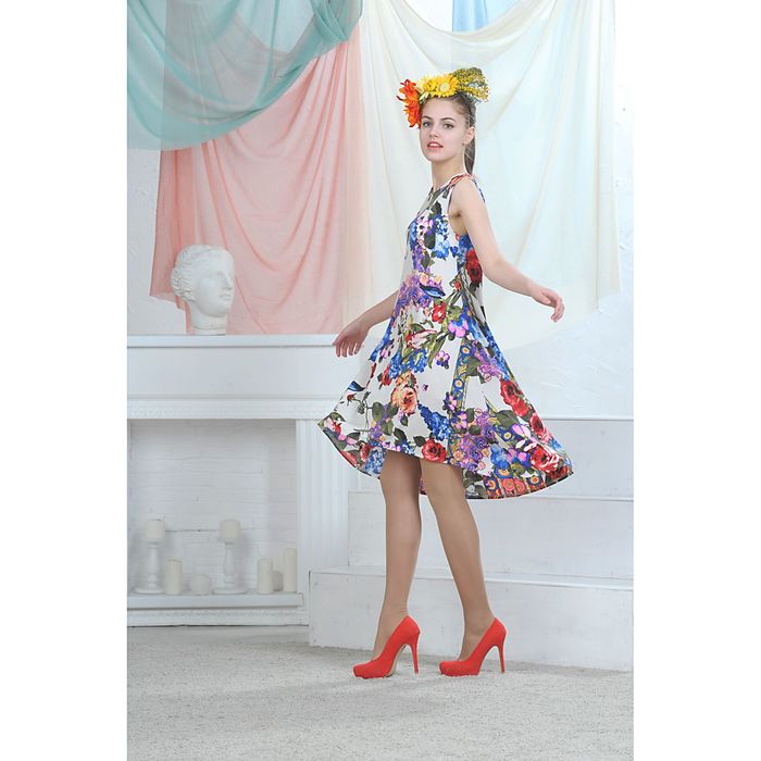 Платье, цвет белый/синий/красный, размер 44, рост 164 см (арт. 4635)