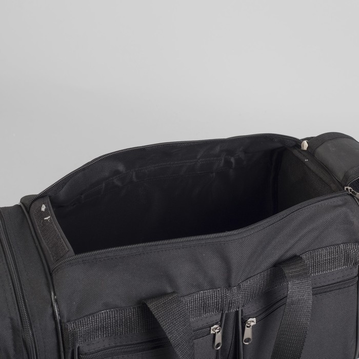 Сумка спортивная на молнии, 1 отдел, 4 наружных кармана, цвет чёрный