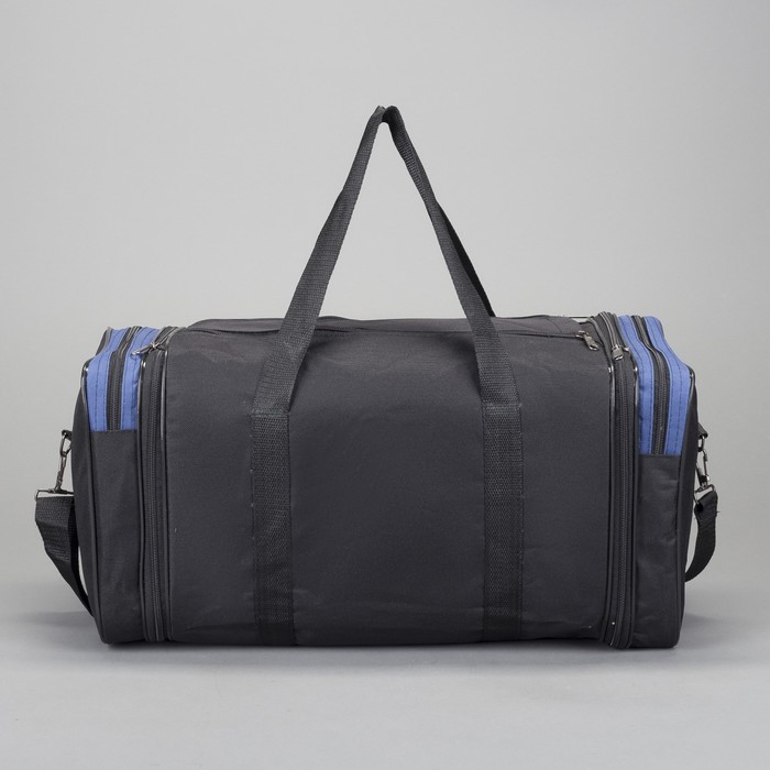 Сумка спортивная на молнии, 1 отдел, 3 наружных кармана, цвет чёрный/синий