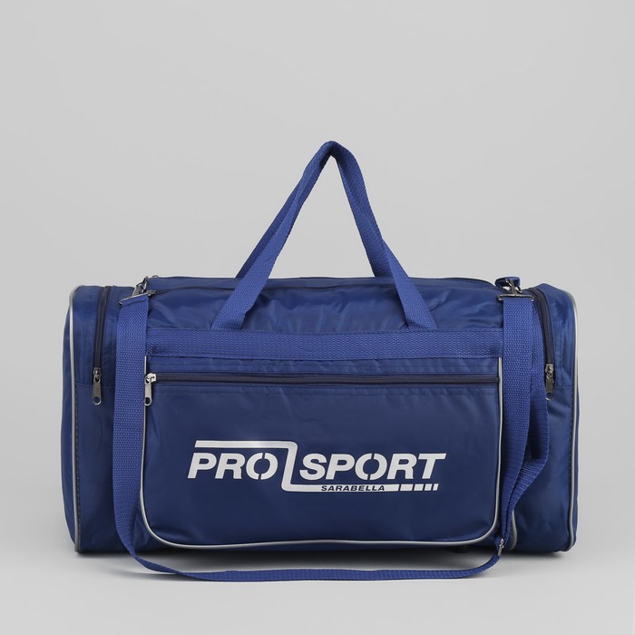 Сумка спортивная на молнии, 1 отдел, 3 наружных кармана, длинный ремень, цвет синий