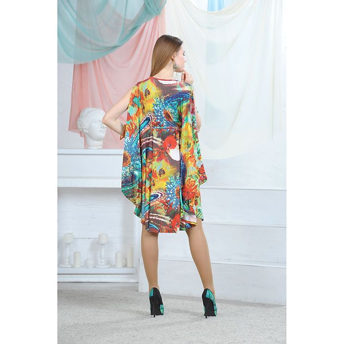 Платье, цвет зелёный/бордовый/горчичный, размер 42, рост 164 см (арт. 4637)