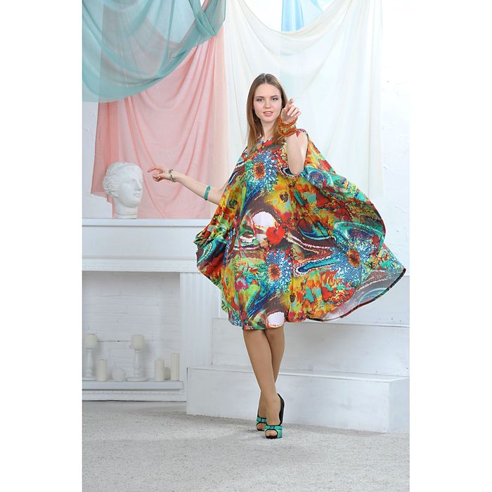 Платье, цвет зелёный/бордовый/горчичный, размер 42, рост 164 см (арт. 4637)