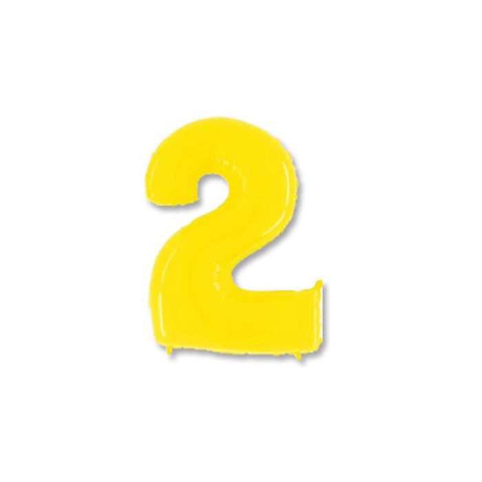 Шар полимерный 40" "Цифра 2", цвет ярко-жёлтый