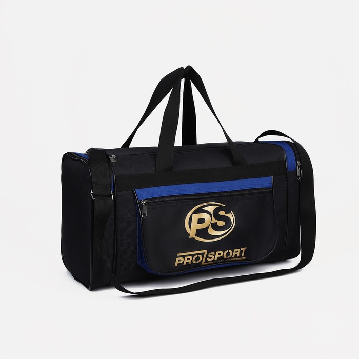 фото Сумка спортивная на молнии, 3 наружных кармана, длинный ремень, цвет чёрный/синий сарабелла