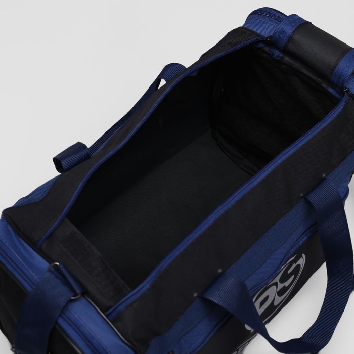 Сумка спортивная на молнии, 1 отдел, 3 наружных кармана, цвет чёрный/синий