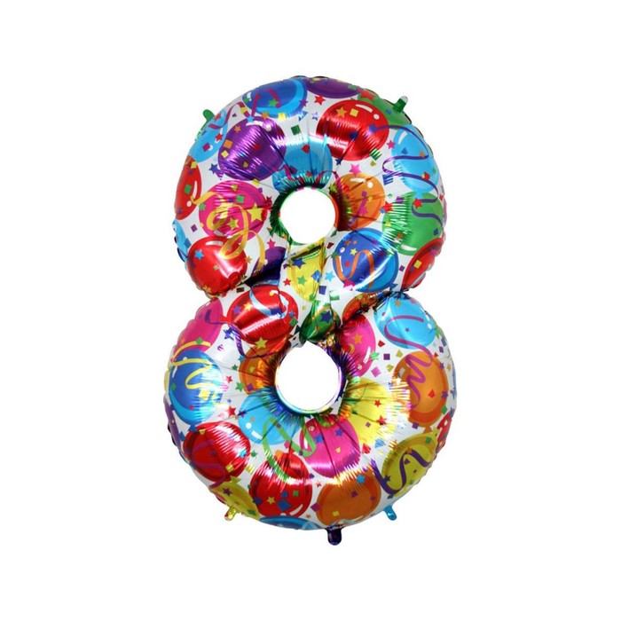 Шар фольгированный 40" "Цифра 8", шарики
