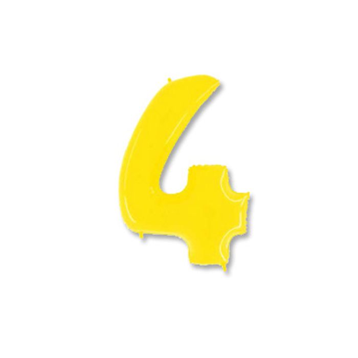 Шар полимерный 40" "Цифра 4", цвет ярко-жёлтый