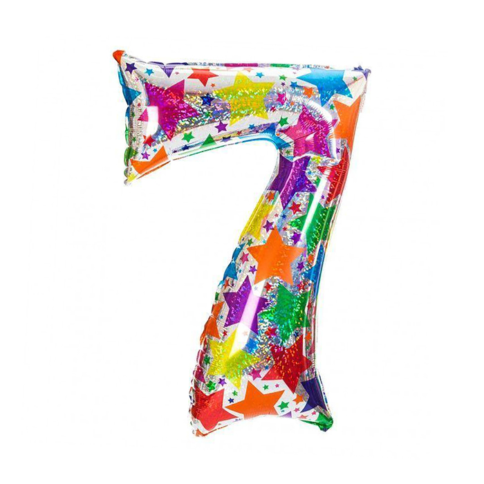 Шар фольгированный 40" "Цифра 7", звёзды, блеск