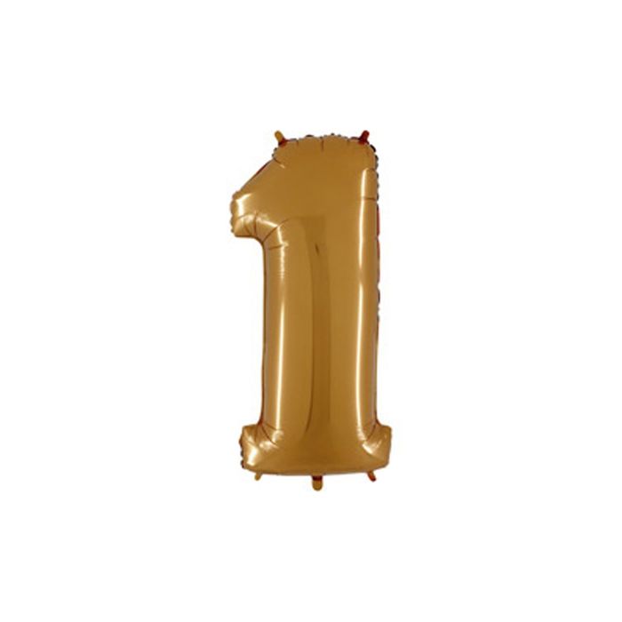 Шар фольгированный 40" "Цифра 1", цвет золотой