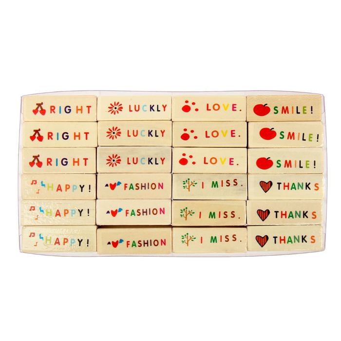 Набор печатей для творчества "Надписи" (набор 24 шт) рисунок 4,5х1,6 см