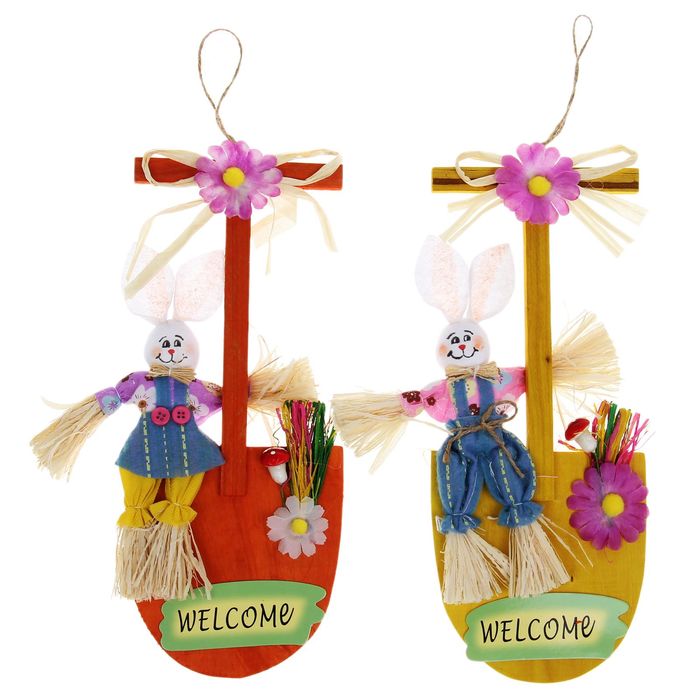 Декор дачный "Лопатка с кроликом" микс