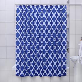 Штора для ванной комнаты Доляна «Марокко», 180×180 см, полиэстер, цвет синий Ош