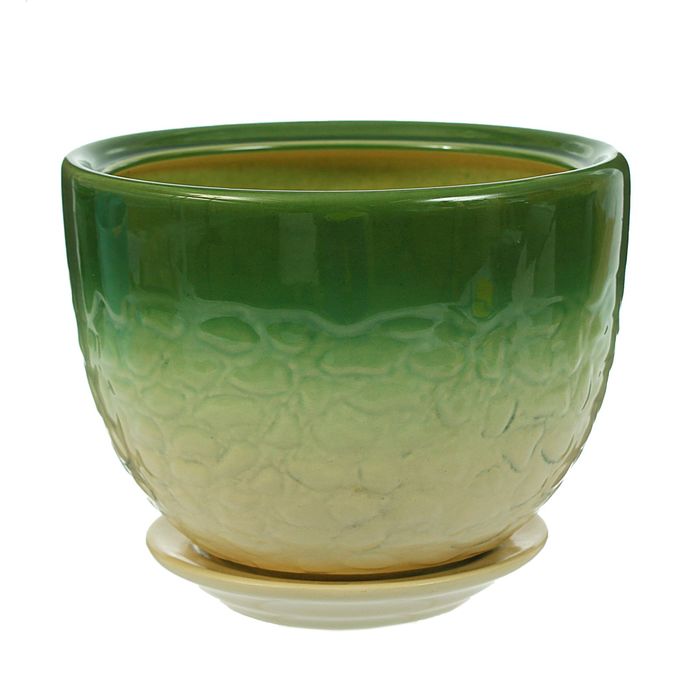 Кашпо "Палитра" бело-зелёное 2,2 л