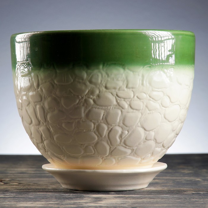 Кашпо "Палитра" бело-зелёное 5,1 л