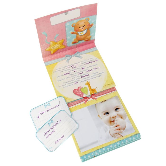 Книга малыша для записей и вклейки фото "Наше солнышко", 15 листов, 15 х 15 см