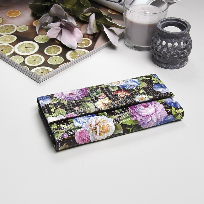 Кошелёк женский на клапане, 2 отдела, для монет, цвет коричневый