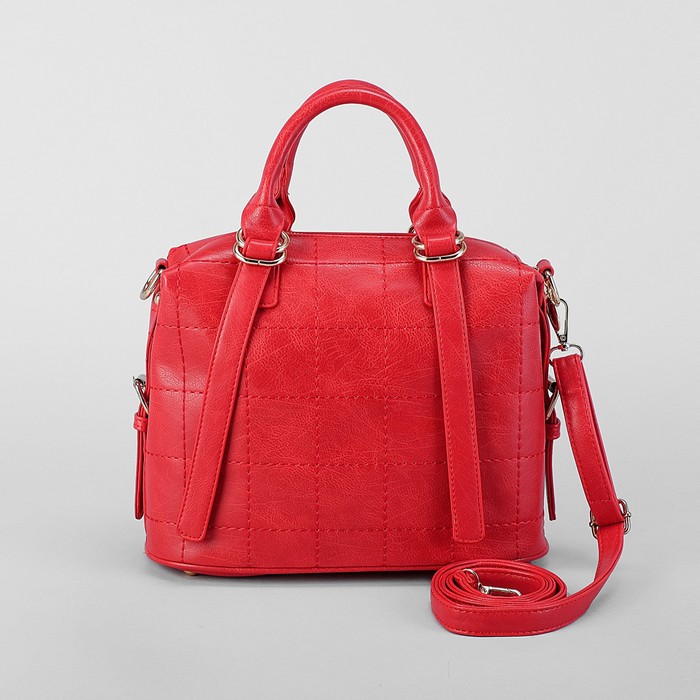 Сумка женская на молнии "Эврика", 1 отдел, длинный ремень, красная