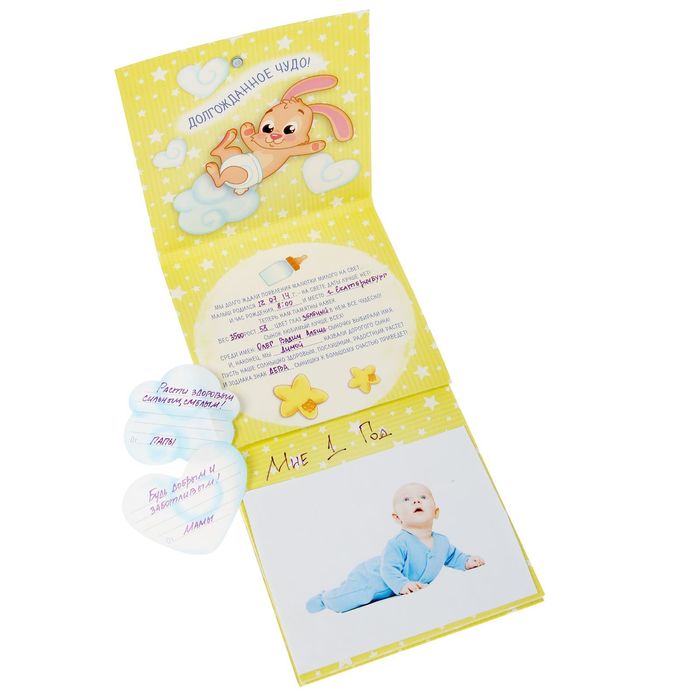 Книга малыша для записей и вклейки фото "Наш чудесный малыш", 15 листов, 15 х 15 см