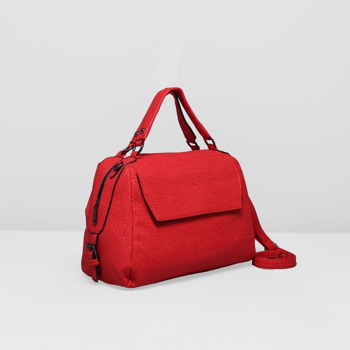 Сумка женская на молнии "Бэлла", 1 отдел, 2 наружных кармана, длинный ремень, красная