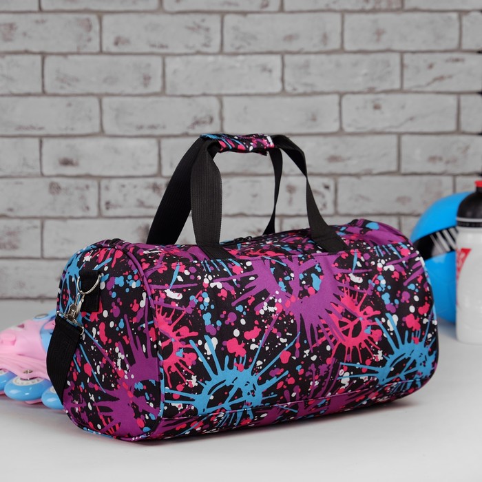 Сумка спортивная на молнии "Фэнтэзи", 1 отдел, длинный ремень, фиолетовая