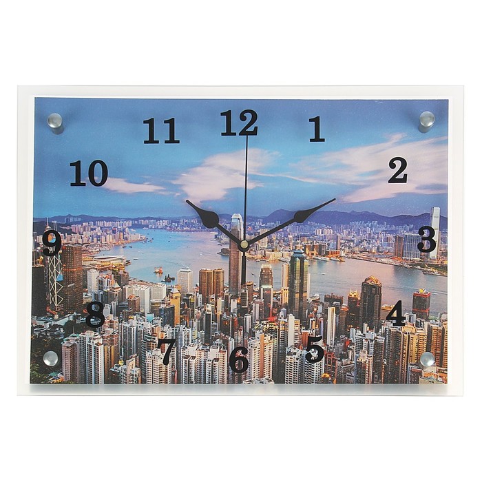 Часы настенные прямоугольные "Город", 25х35 см микс