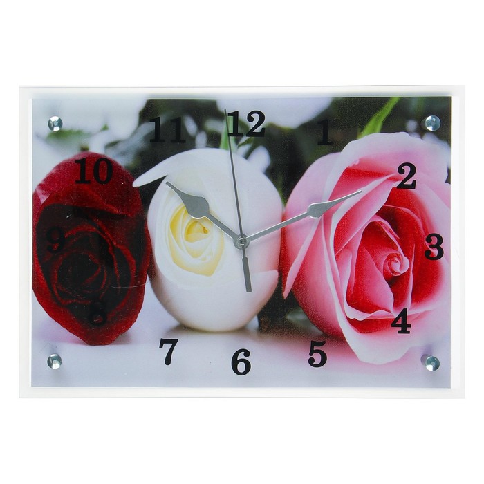 Часы настенные, серия: Цветы, Три розы, 25х35 см
