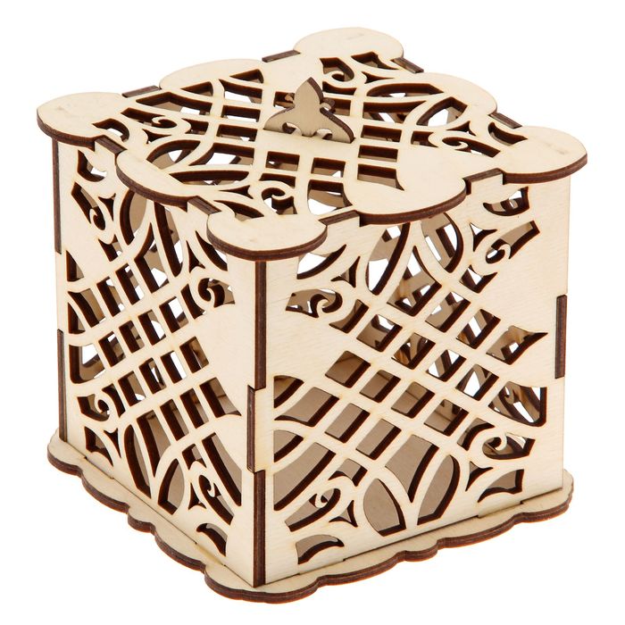 Шкатулка для декора "Квадратная ажурная с крышкой"