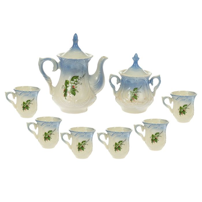 Чайный набор "Элей" голубой, ландыш, 8 предметов 0,6/0,25 л