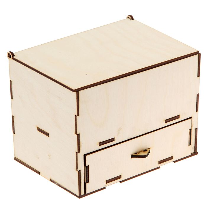 Шкатулка для декора "Прямоугольная с ящиком и крышкой" 16,5х9,5х12 см (80707)