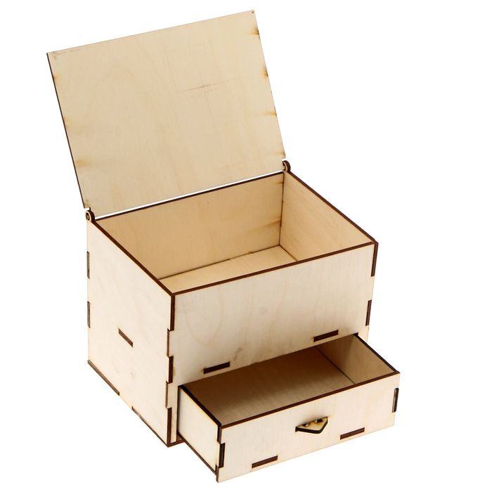 Шкатулка для декора "Прямоугольная с ящиком и крышкой" 16,5х9,5х12 см (80707)