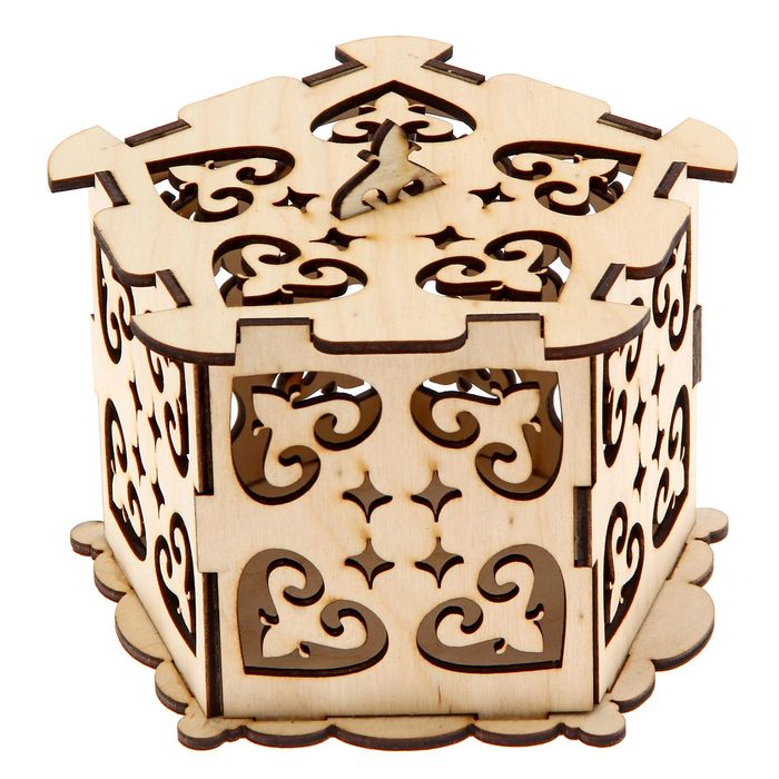 Шкатулка для декора "Пятигранная ажурная"