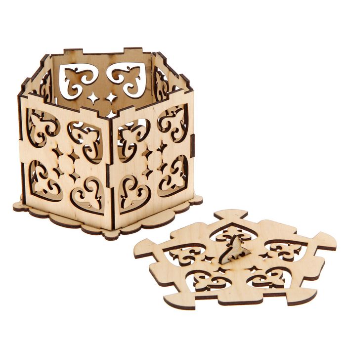 Шкатулка для декора "Пятигранная ажурная"