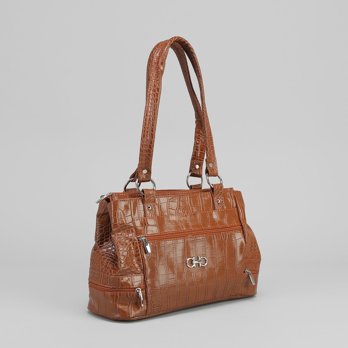 Сумка женская на молнии, коричневая